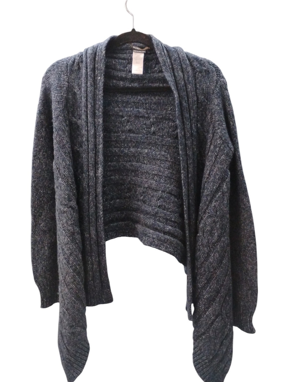 BCBG Max Azria Cozy Open-Front Gray Navy Women's Cardigan Sweater SZ XS/S